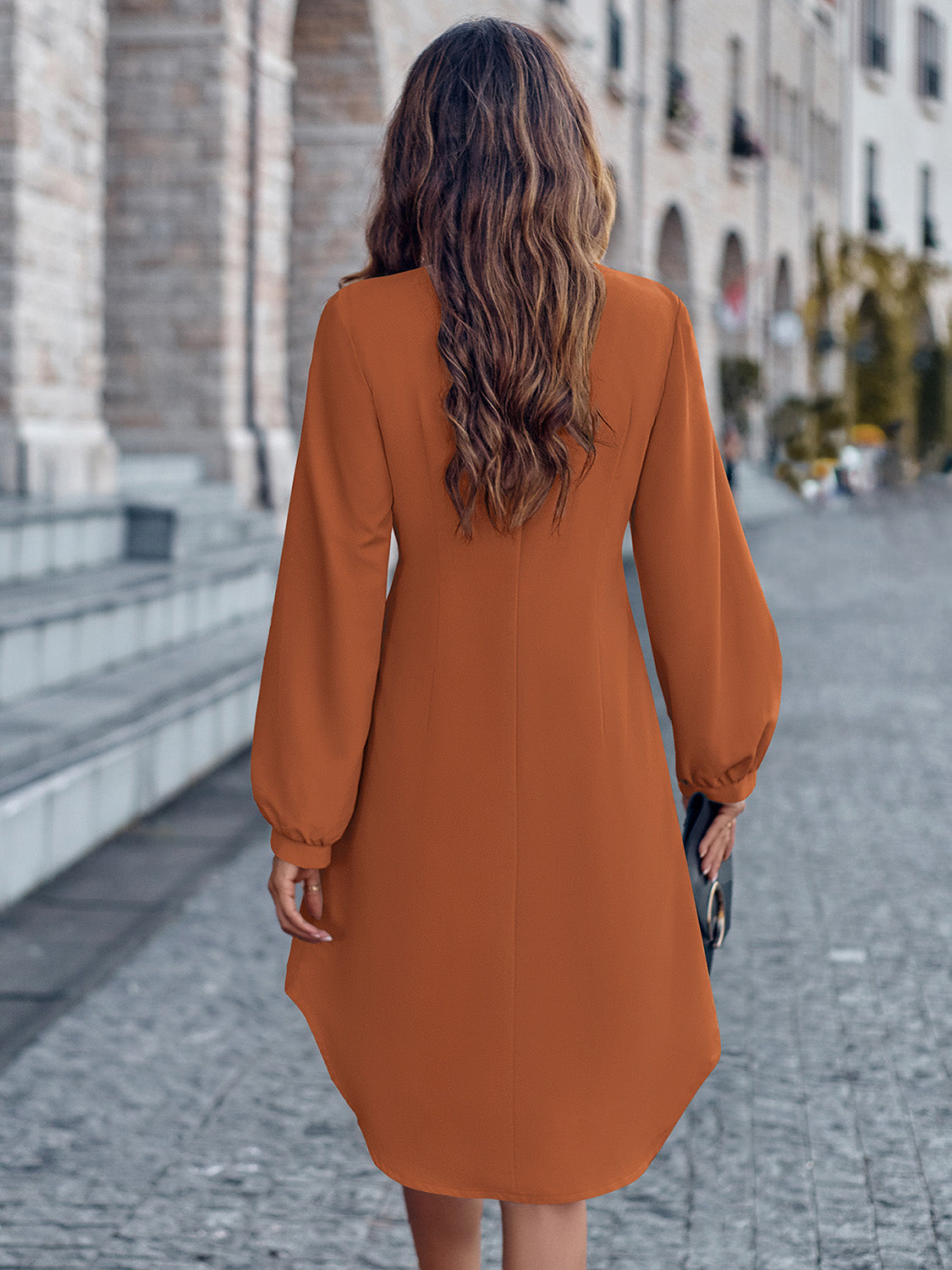 Honeybee Mumford's Notched Neck Long Sleeve Dress