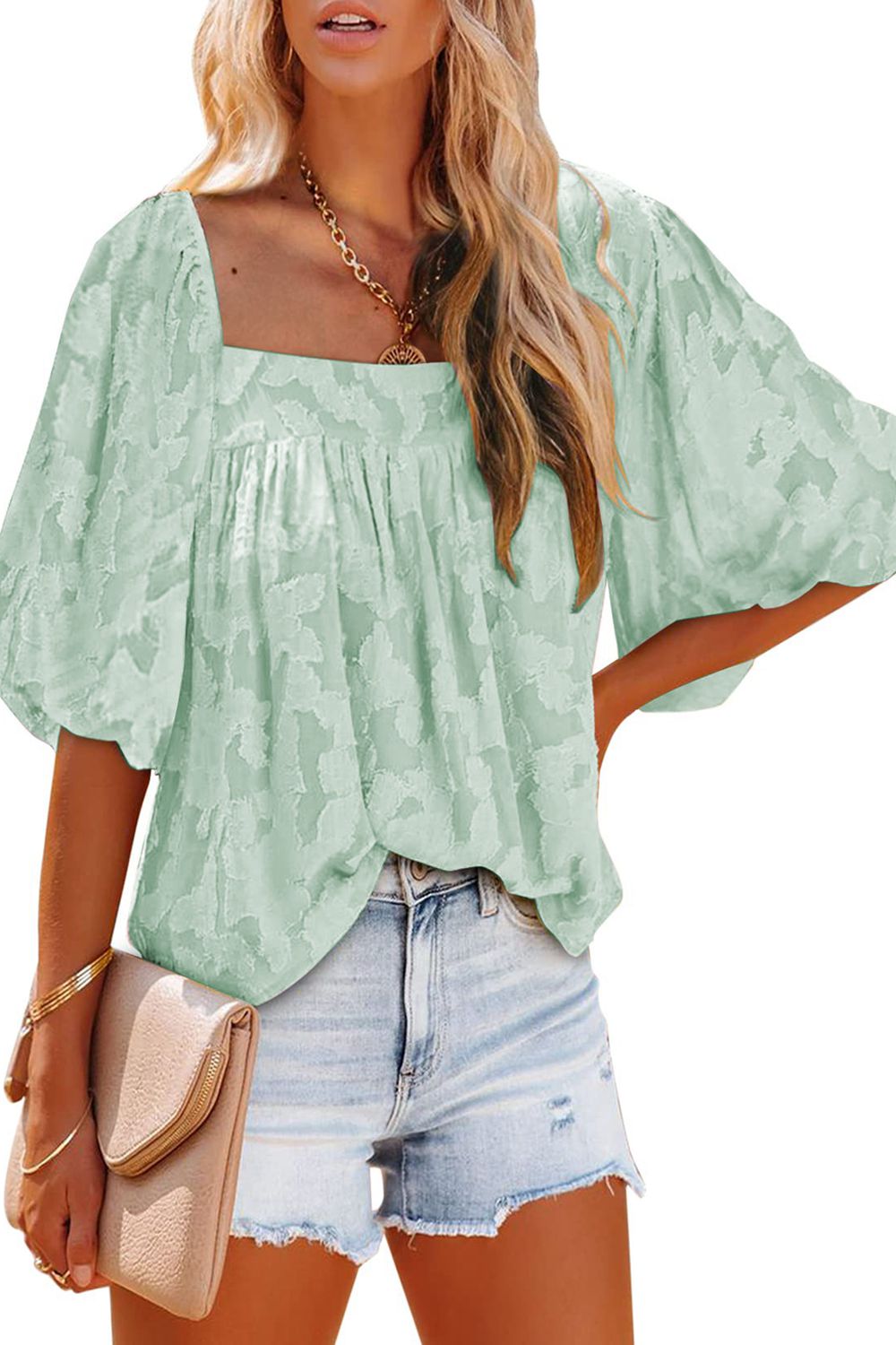 Honeybee Mumford's Square Neck Puff Sleeve Blouse