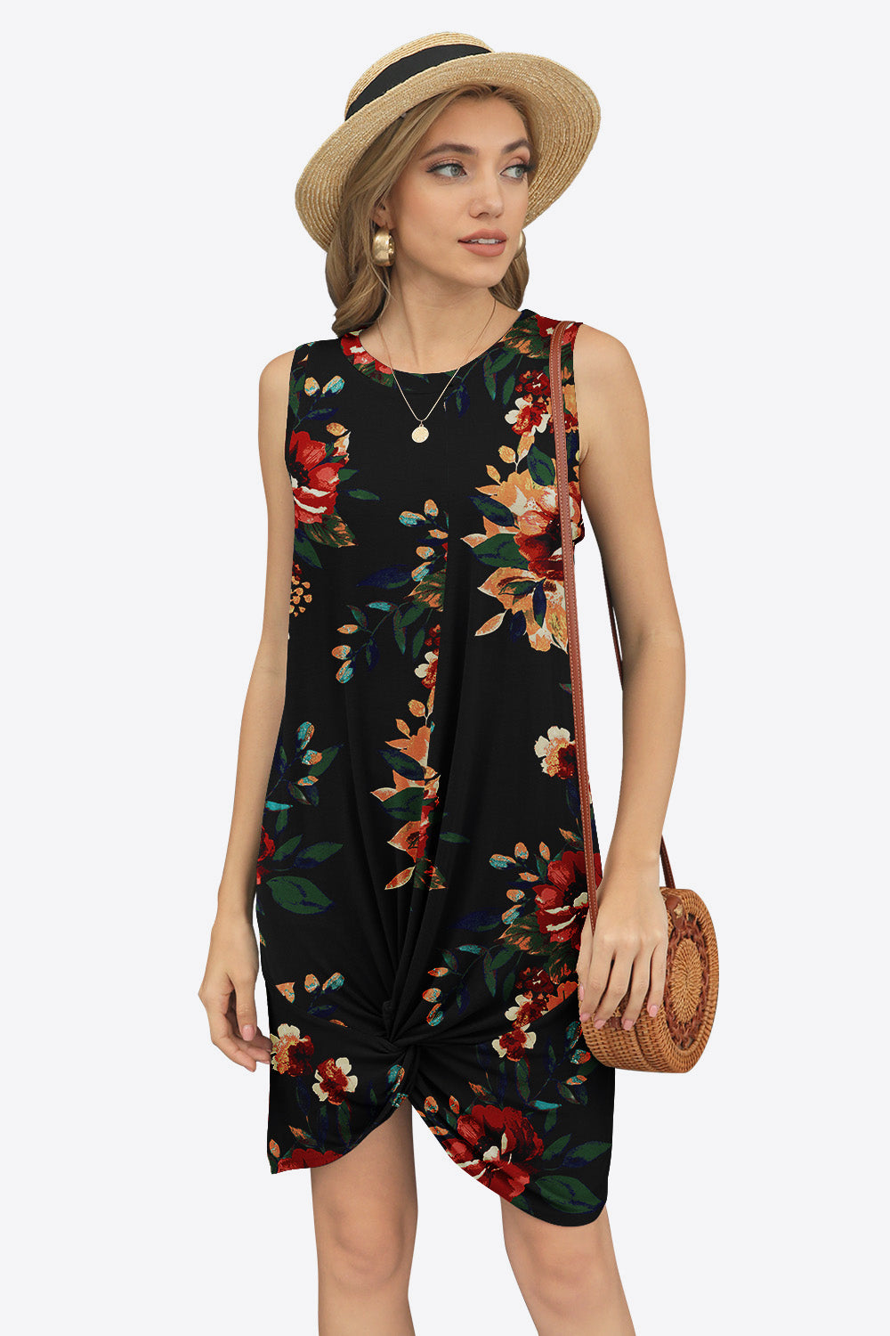 Honeybee Mumford's Tie-Dye Twisted Round Neck Sleeveless Dress