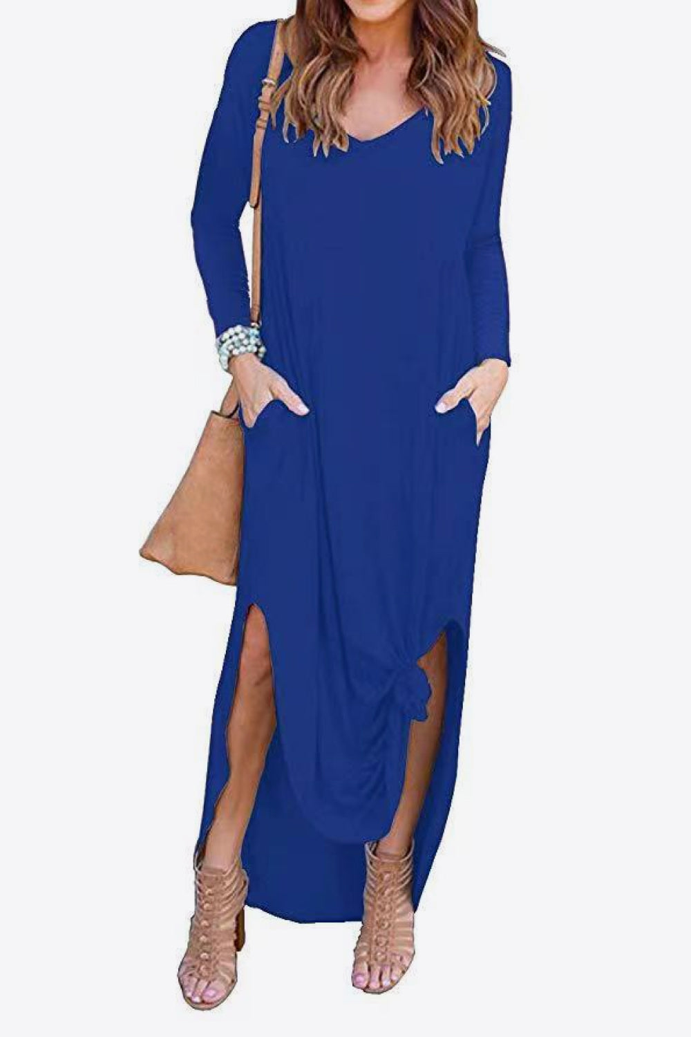 Honeybee Mumford's Split Long Sleeve V-Neck Maxi Dress