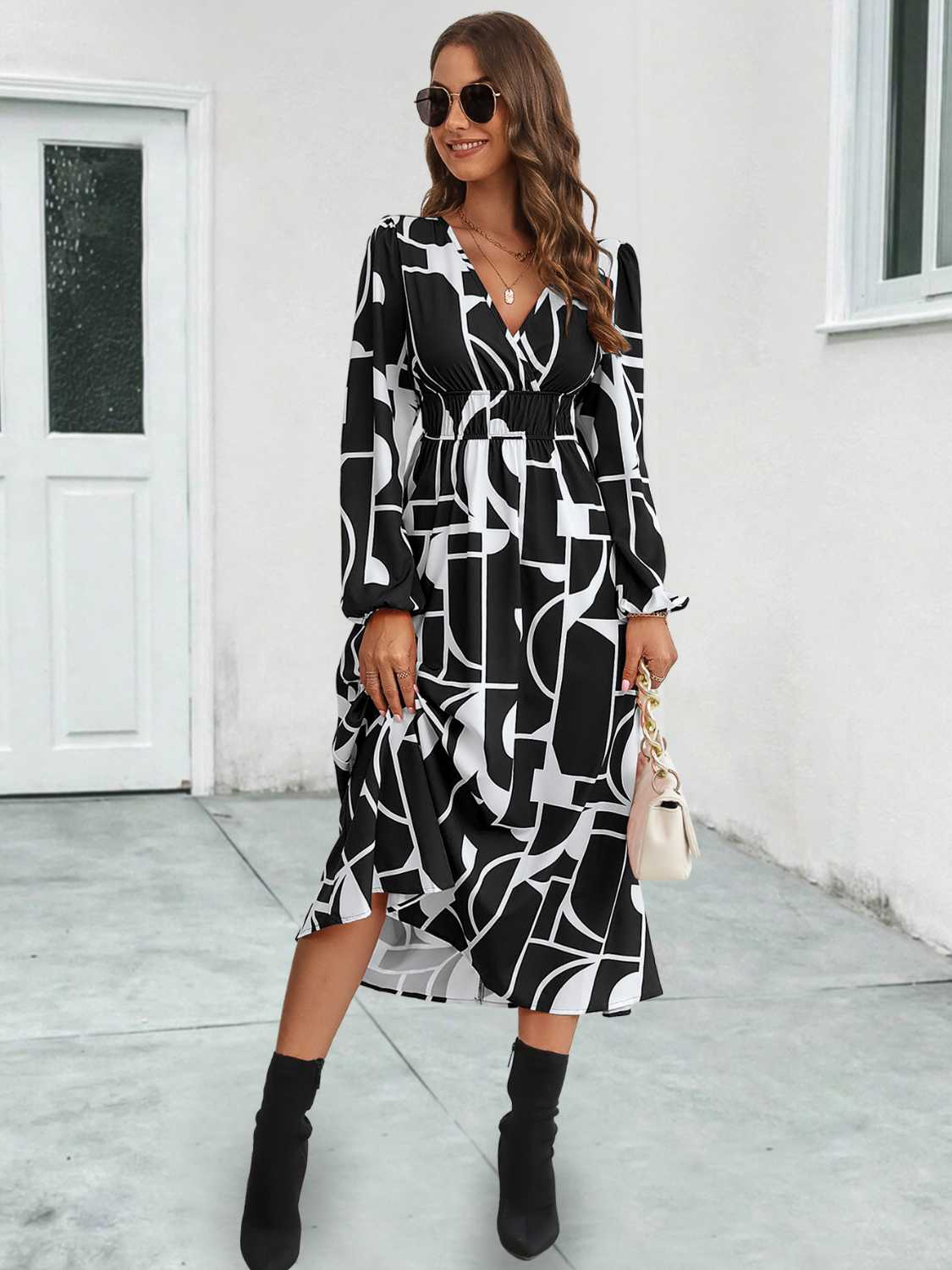 Honeybee Mumford's Surplice Neck Long Sleeve Midi Dress