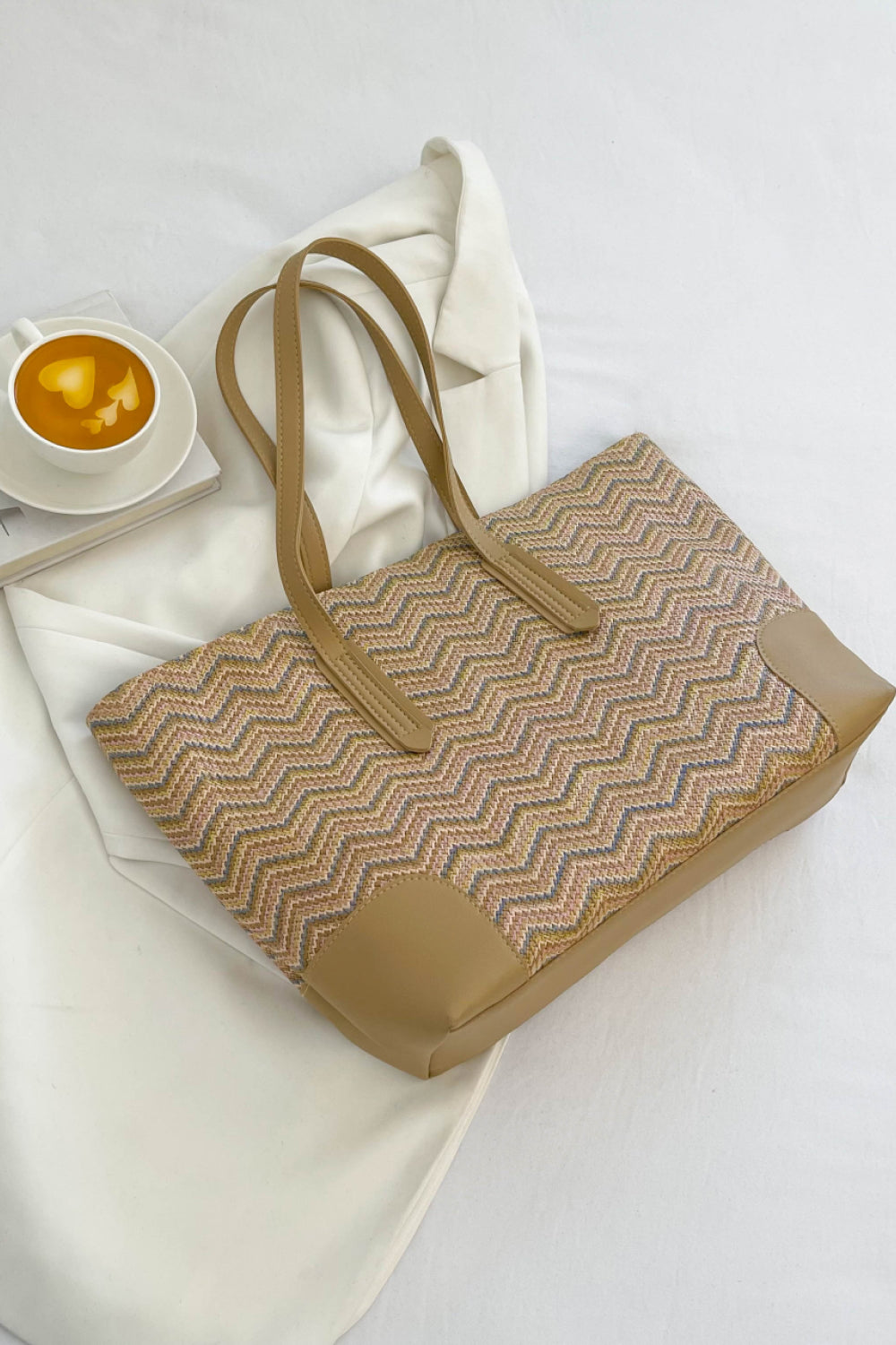 Honeybee Mumford's Chevron Straw Tote Bag