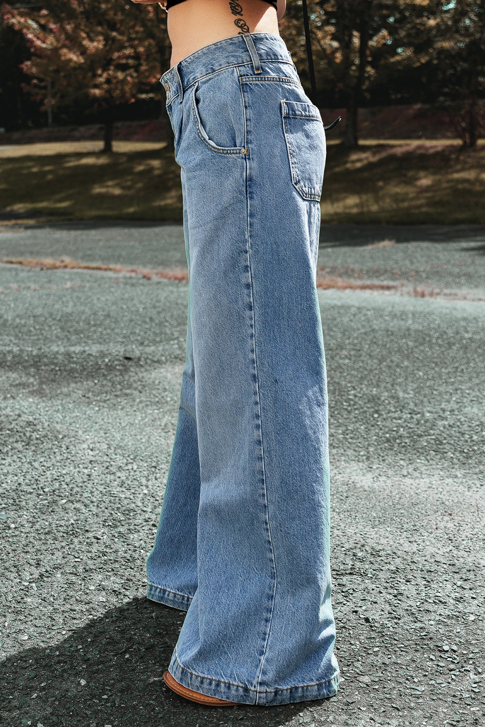 Honeybee Mumford's Light Blue Drop Waist Wide Leg Oversized Jeans