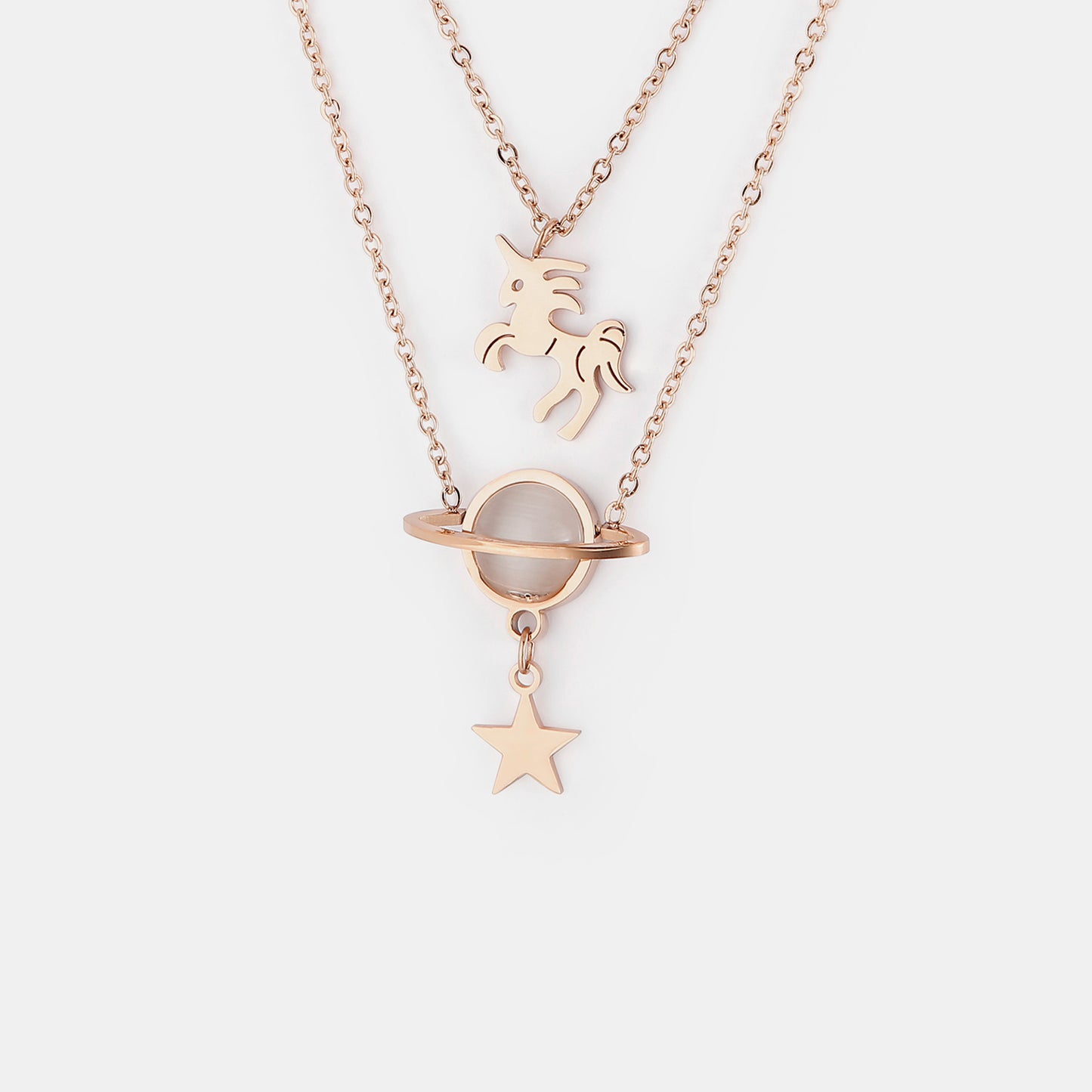 Honeybee Mumford's Unicorn and Star Shape Double-Layered Pendant Necklace