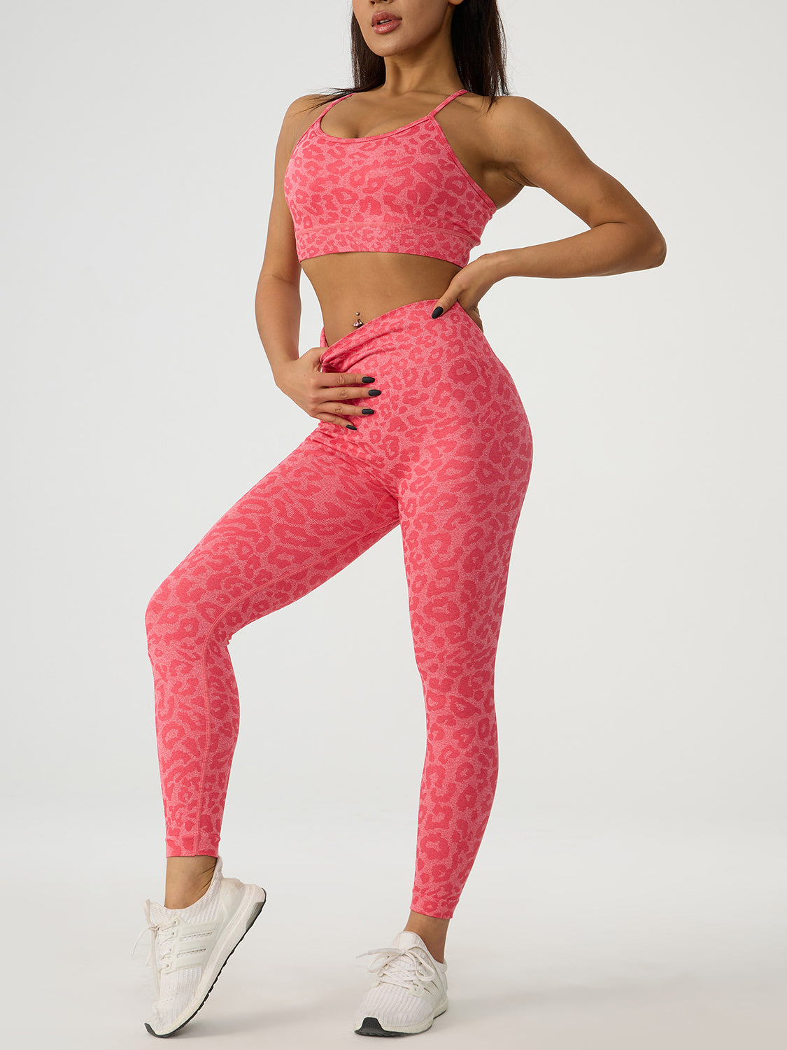 Honeybee Mumford's Leopard Crisscross Top and Leggings Active Set