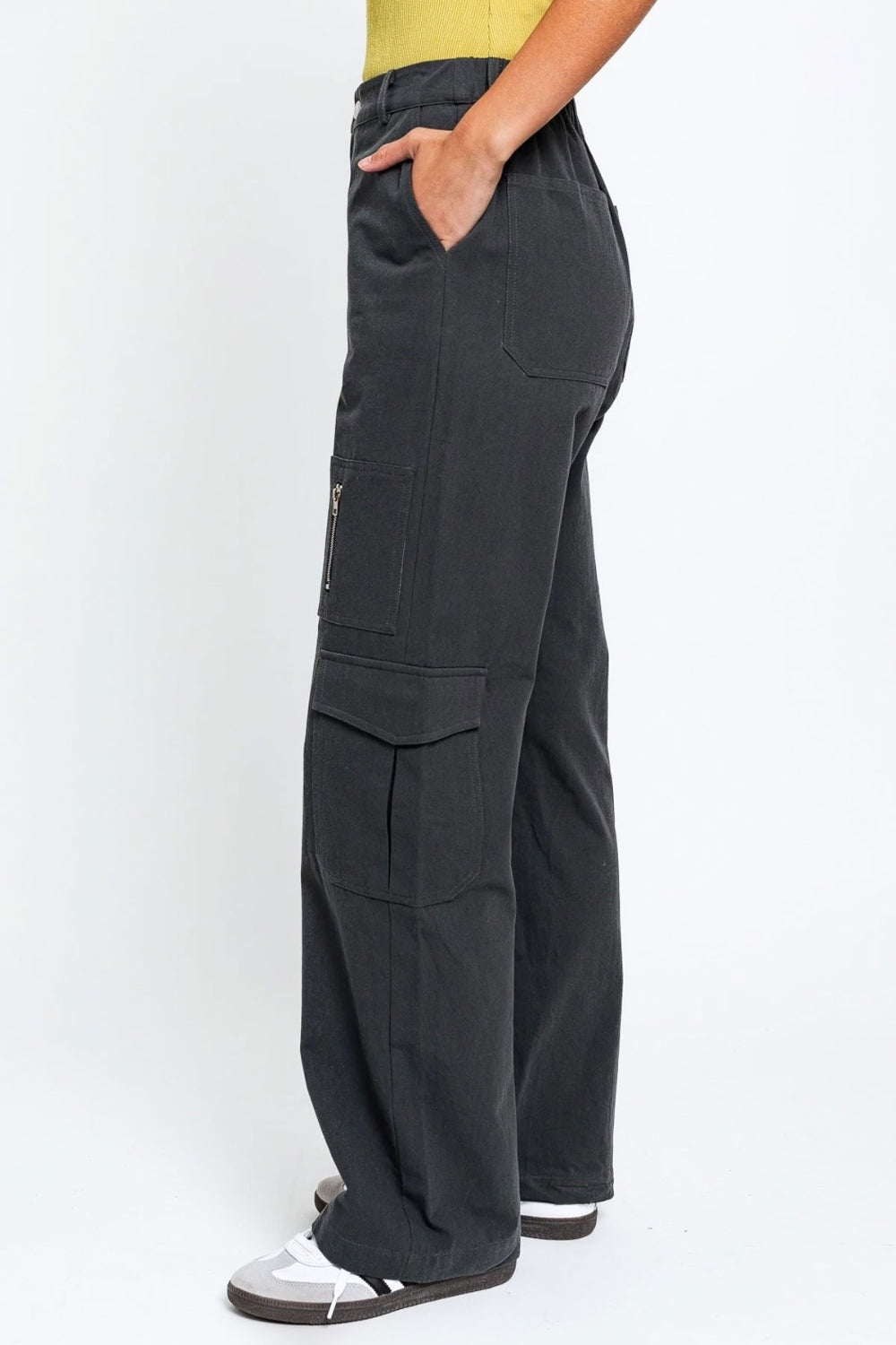 Honeybee Mumford's High Waisted Wide Leg Cargo Pants with Pockets