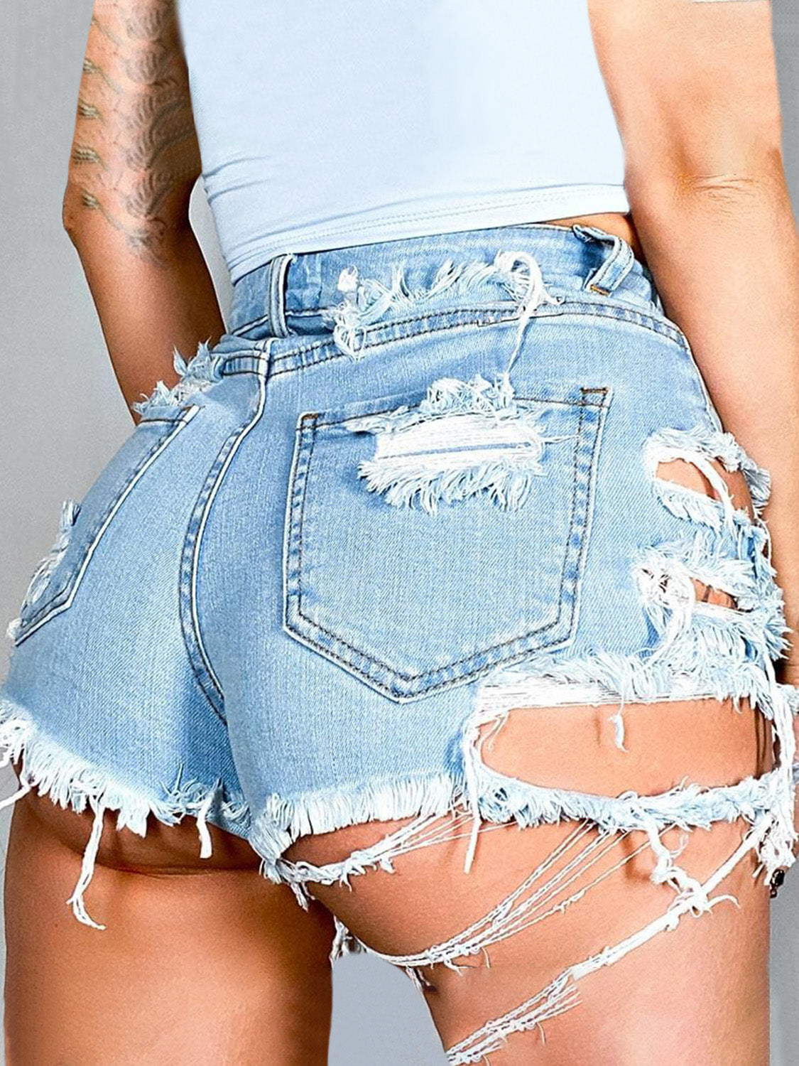 Honeybee Mumford's Distressed Raw Hem Denim Shorts with Pockets