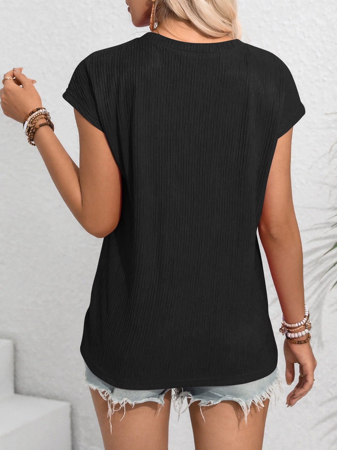 Honeybee Mumford's Round Neck Cap Sleeve Blouse