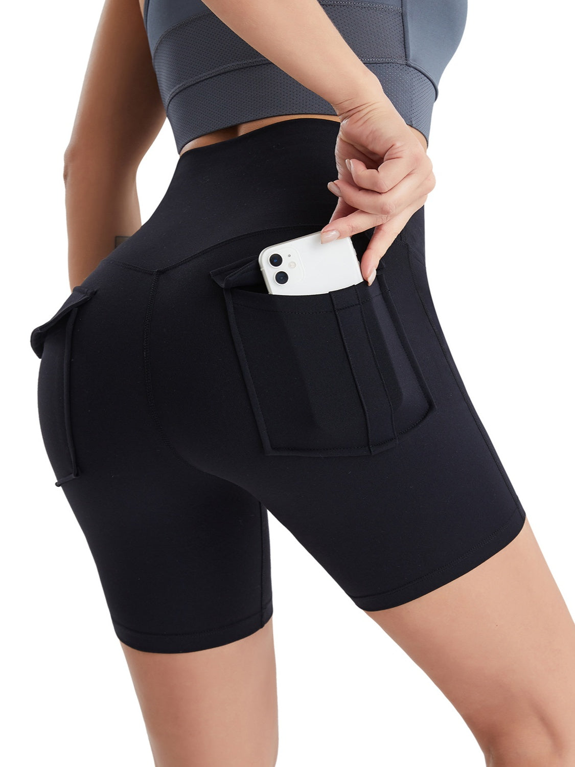 Honeybee Mumford's Pocketed High Waist Active Shorts