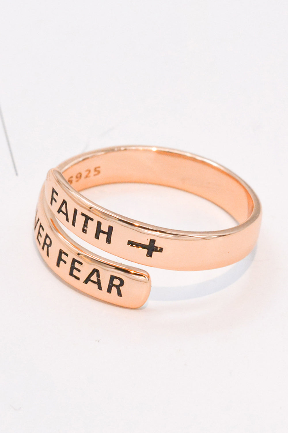 Honeybee Mumford's Silver "FAITH OVER FEAR" Bypass Ring