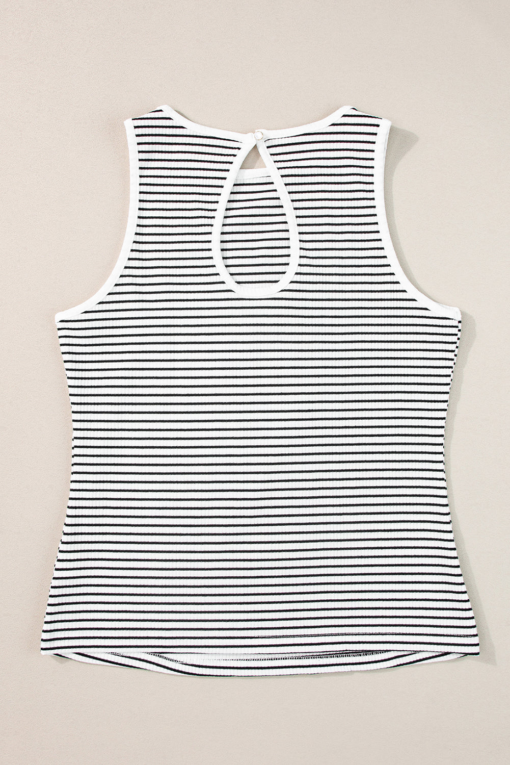 honeybee Mumford's White Striped Print Ribbed Knit Sleeveless Top