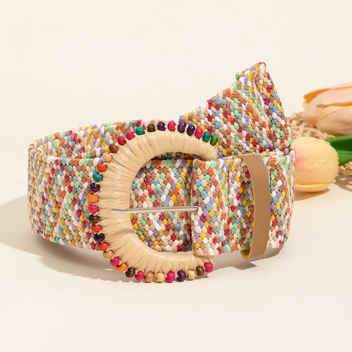 Honeybee Mumford's Multicolored Bead Buckle Belt