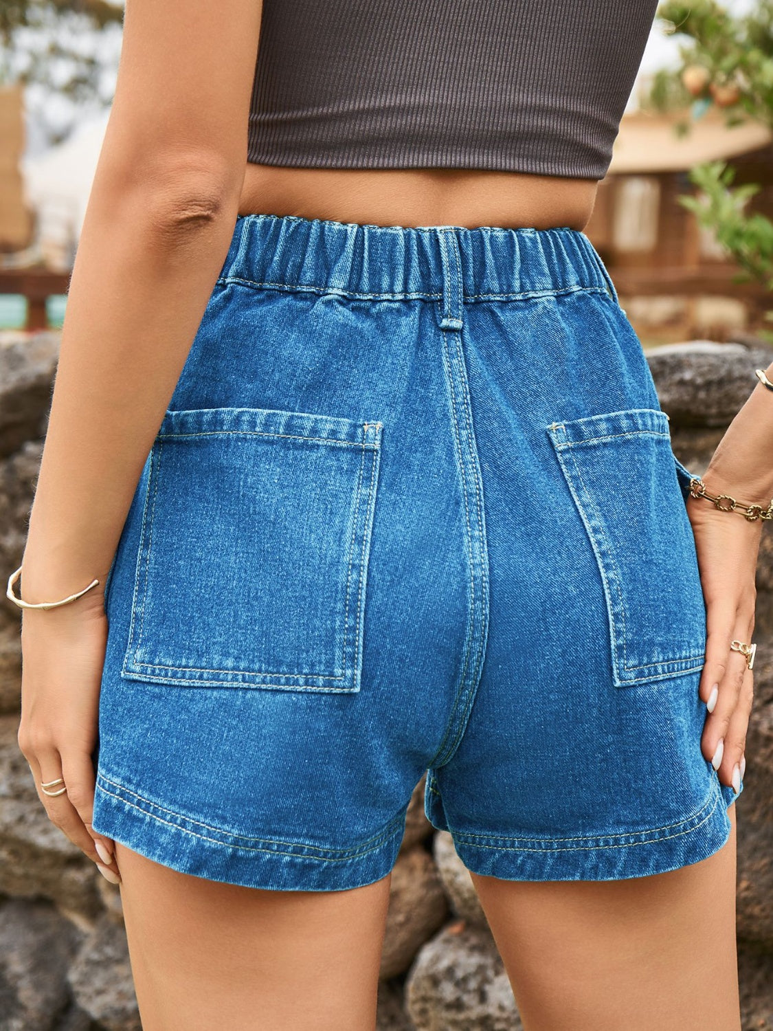 Honeybee Mumford's High Waist Denim Shorts with Pockets