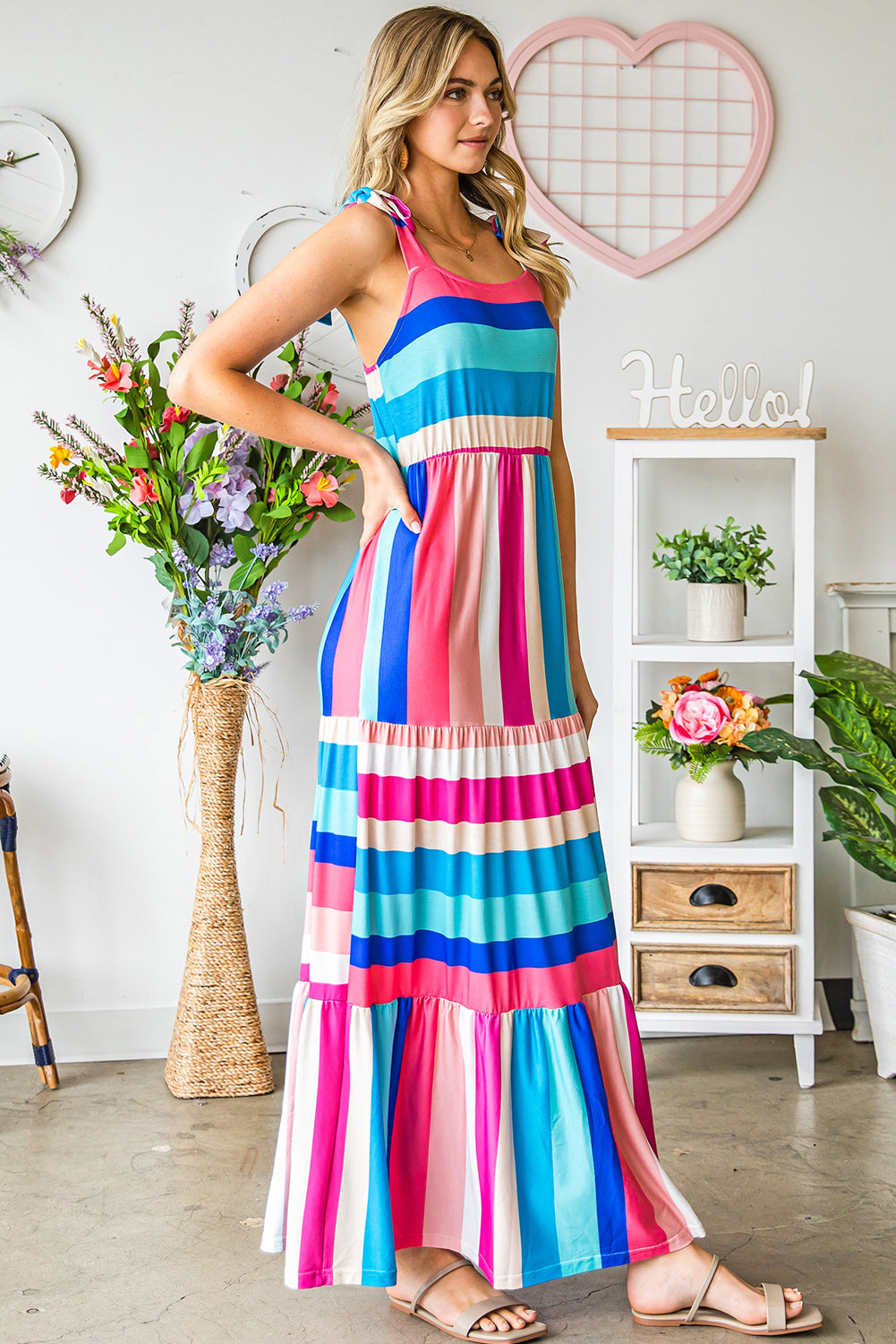 Honeybee Mumford's Striped Sleeveless Maxi Dress