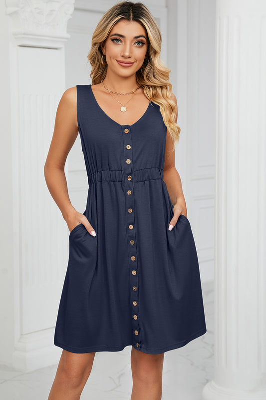 Honeybee Mumford's Buttoned Wide Strap Mini Dress