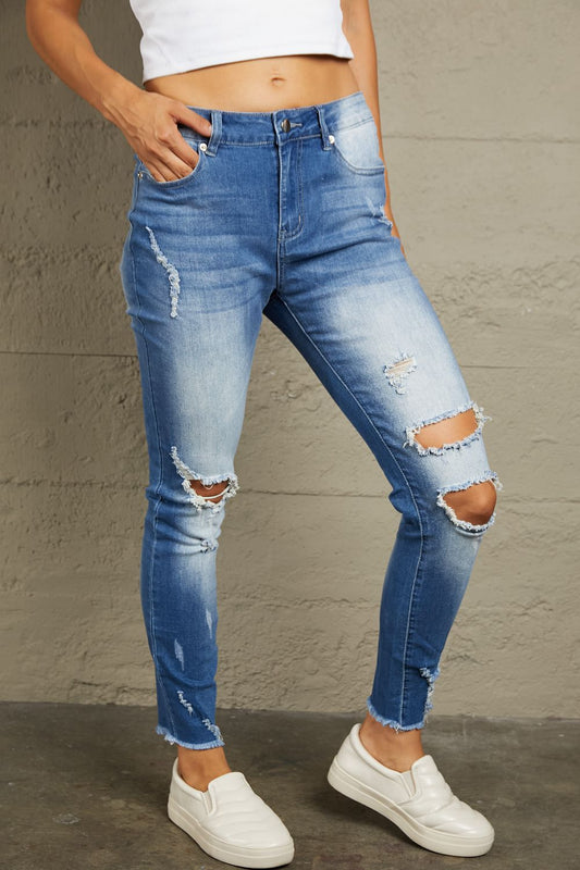 Honeybee Mumford's sky blue Faded Mid High-Rise Jeans