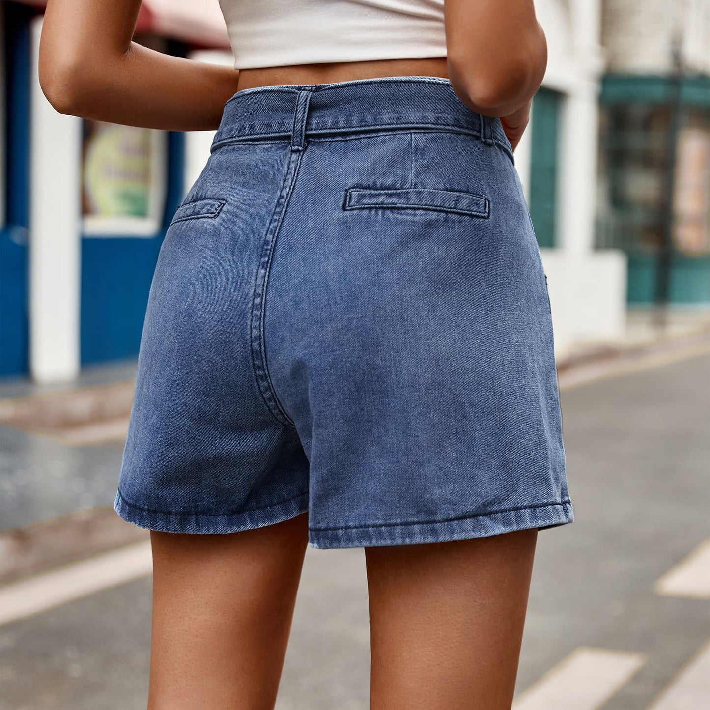 Honeybee Mumford's Tie Belt Denim Shorts with Pockets