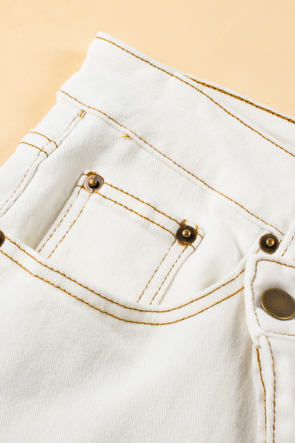 Honeybee Mumford's White Asymmetric Waist Design Stylish Denim Shorts