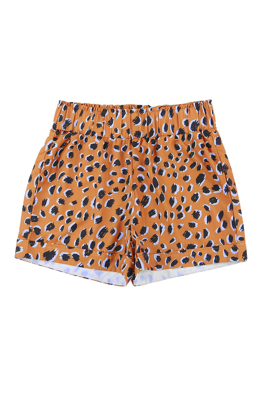 Honeybee Mumford's Brown Leopard Print Ruffle Elastic Waist Shorts