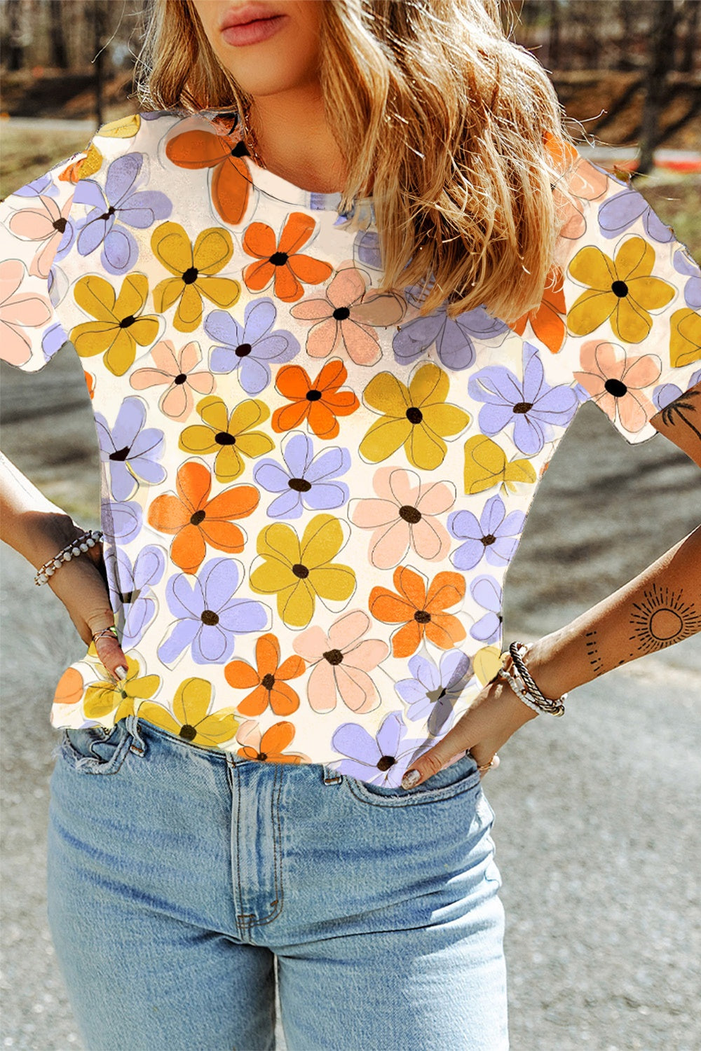 Honeybee Mumford's Printed Round Neck Short Sleeve T-Shirt