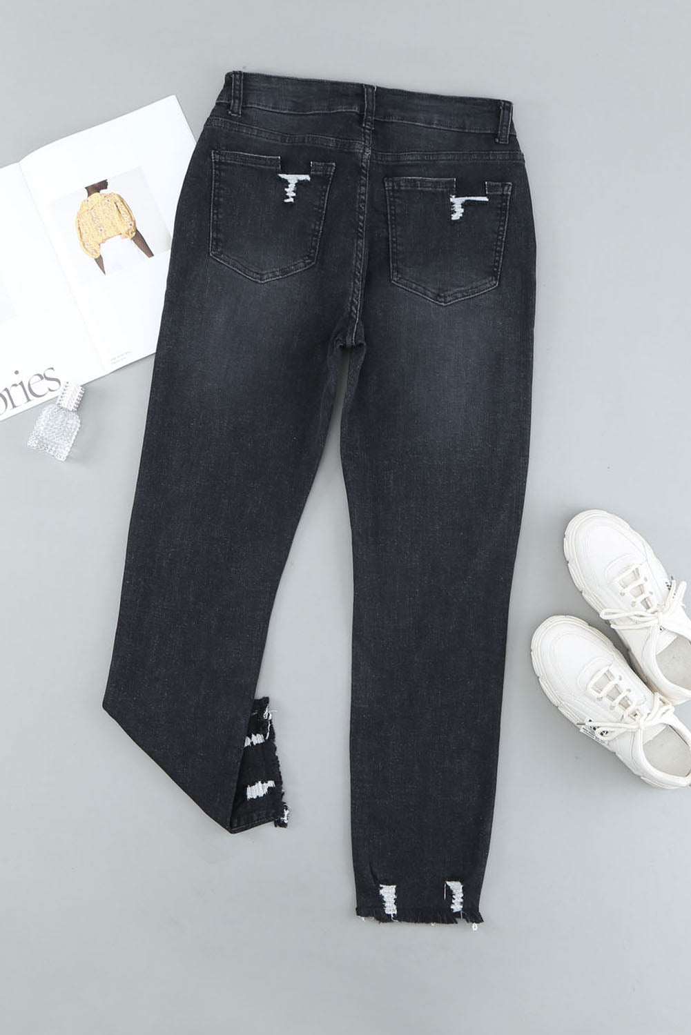 Honeybee Mumford's Black Distressed Boyfriend Denim Pants