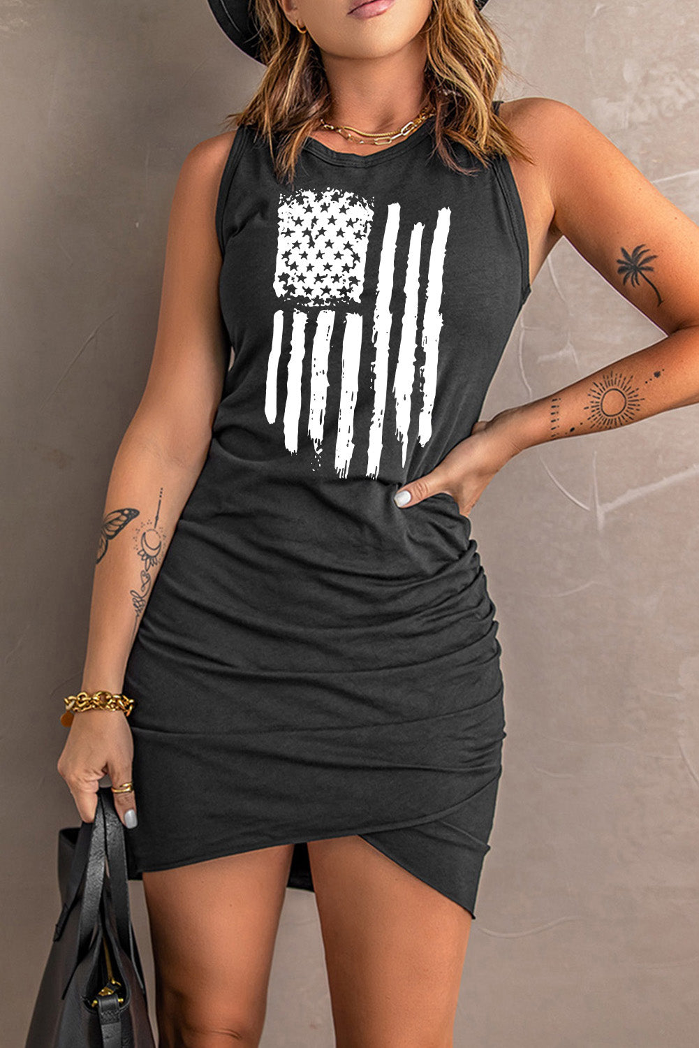 Honeybee Mumford's US Flag Graphic Sleeveless Dress