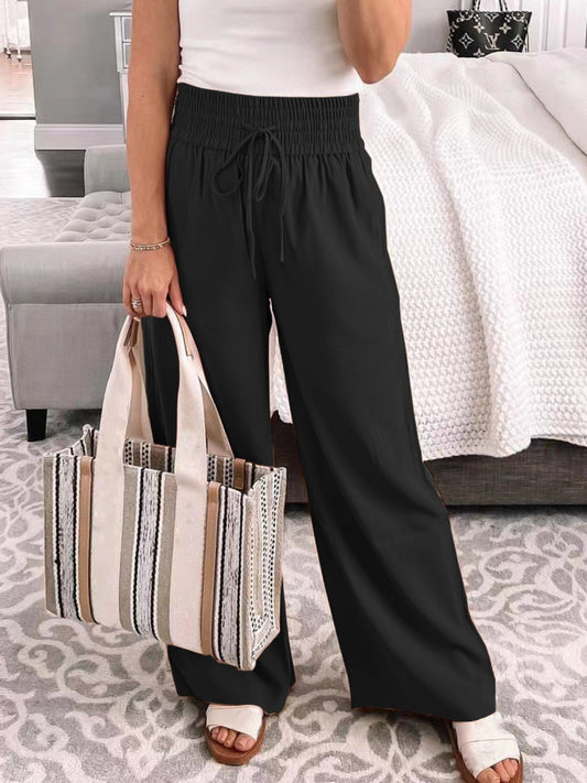 Honeybee Mumford's Full Size Drawstring High Waist Wide Leg Pants