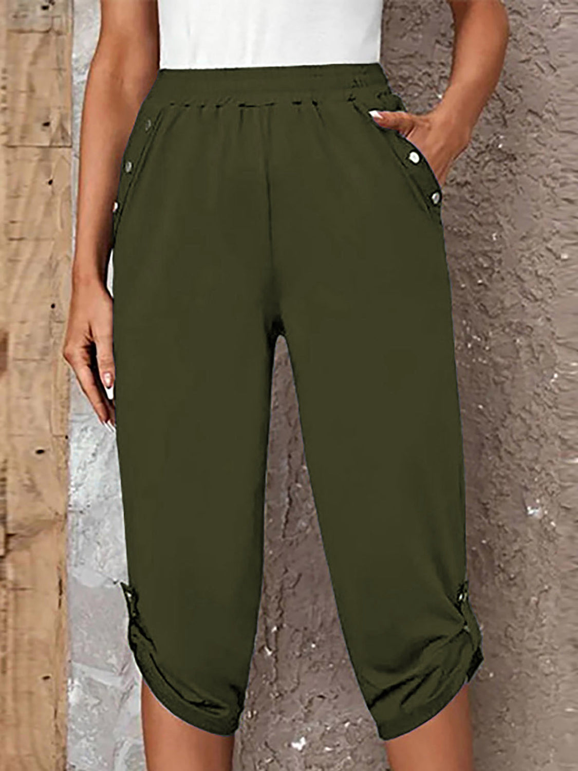 Honeybee Mumford's Full Size Roll-Tab Capris Pants