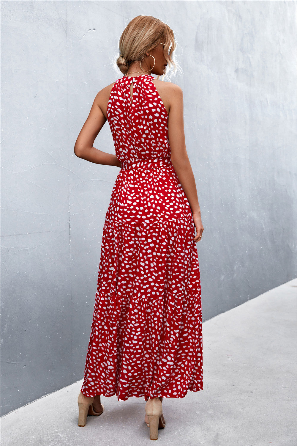 Honeybee Mumford's Printed Sleeveless Tie Waist Maxi Dress