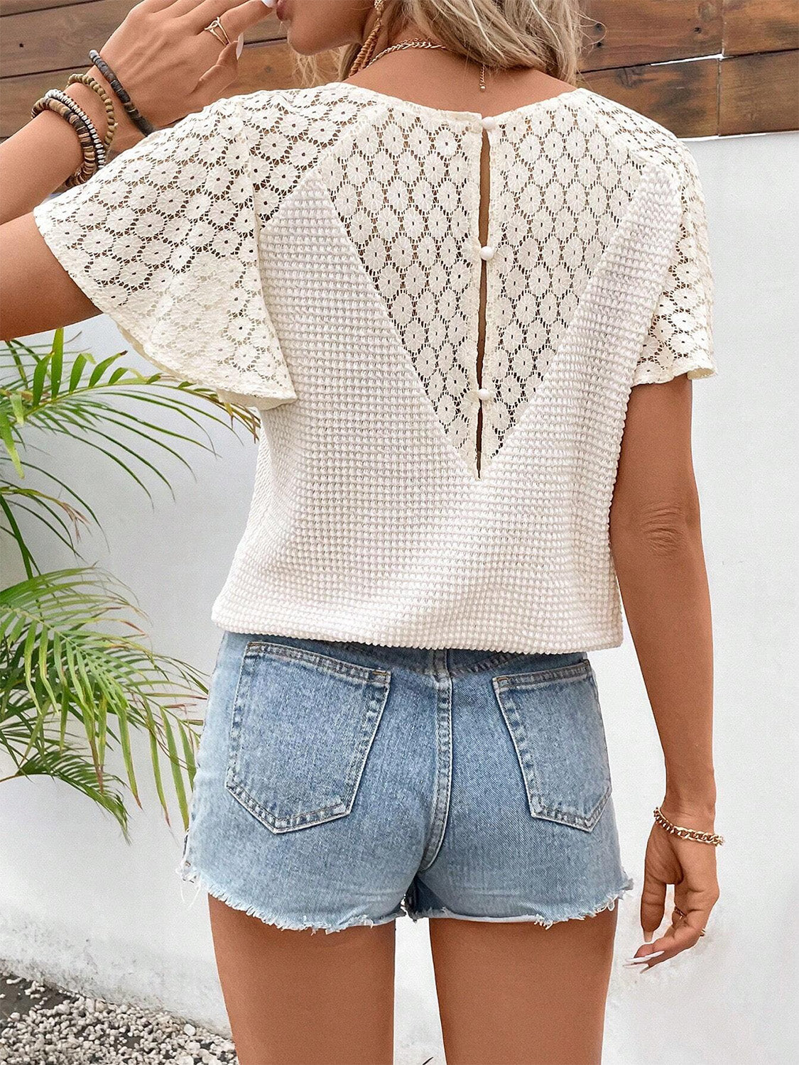 Honeybee Mumford's V-Neck Flutter Sleeve Blouse