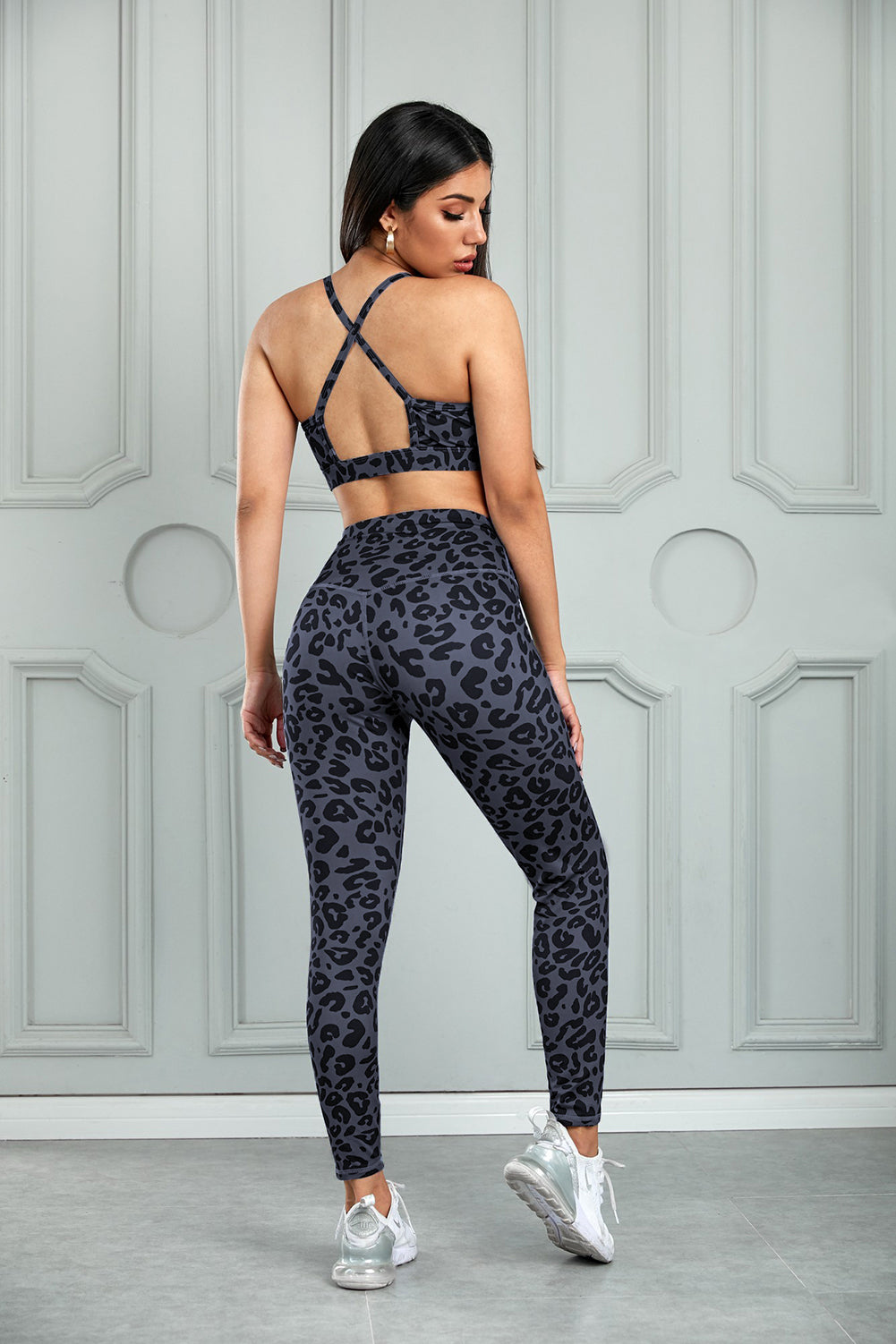 Honeybee Mumford's Leopard Cutout Sports Bra and Leggings Set