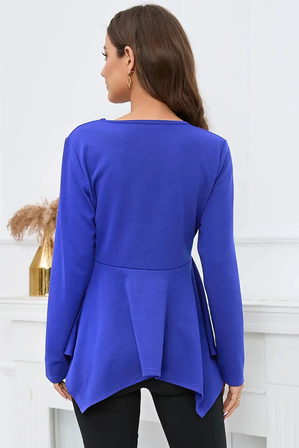 Honeybee Mumford's Peplum Round Neck Long Sleeve Blouse