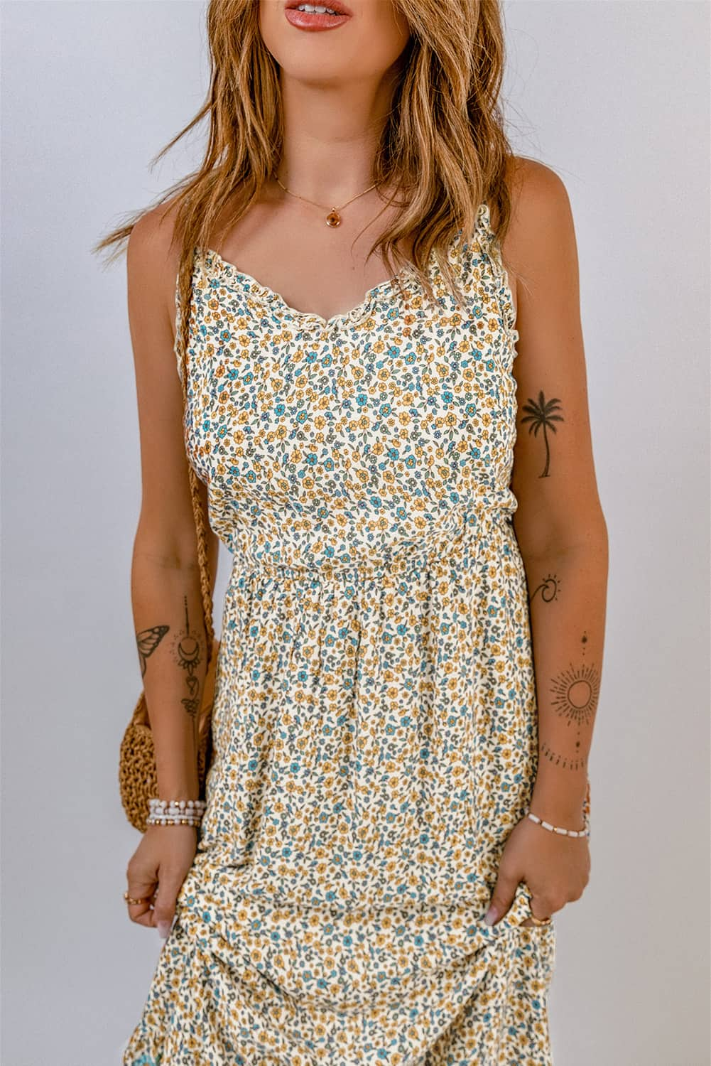 Honeybee Mumford's Casual Bohemian Spaghetti Strap Maxi Dress