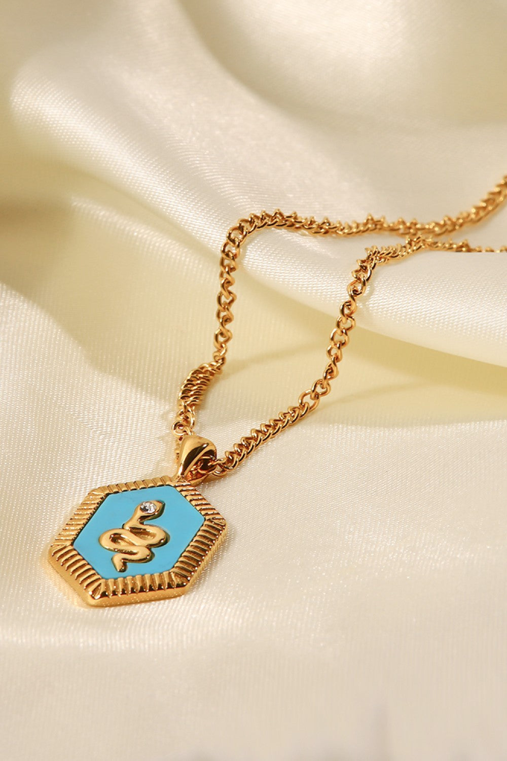 Honeybee Mumford's 18K Gold Plated Snake Geometric Pendant Necklace