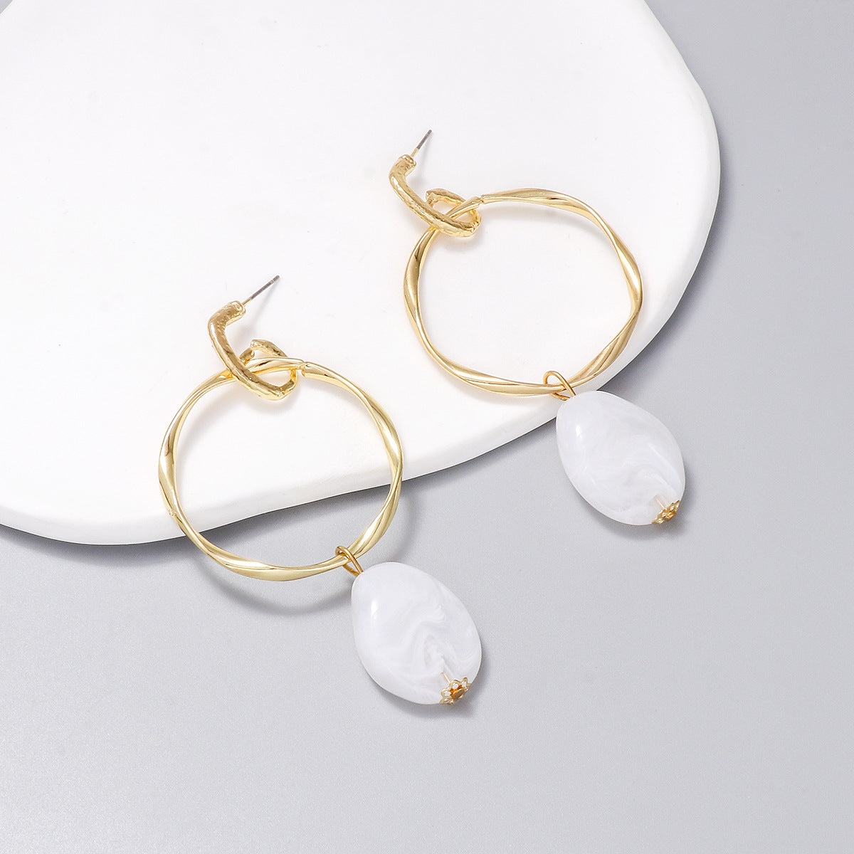 honeybee Mumford's white Rhinestone Hoop Drop Earrings