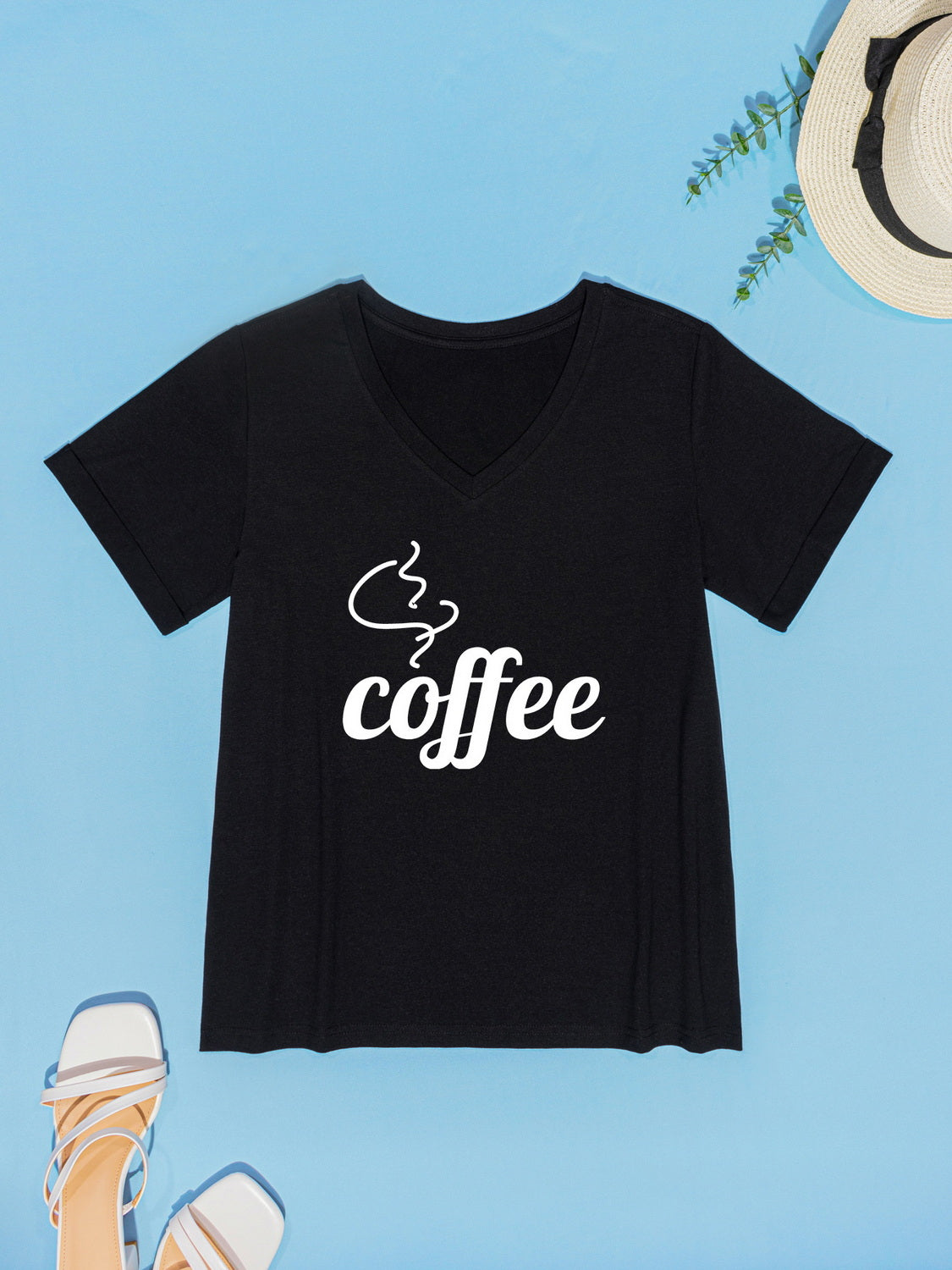 Honeybee Mumford's COFFEE V-Neck Short Sleeve T-Shirt