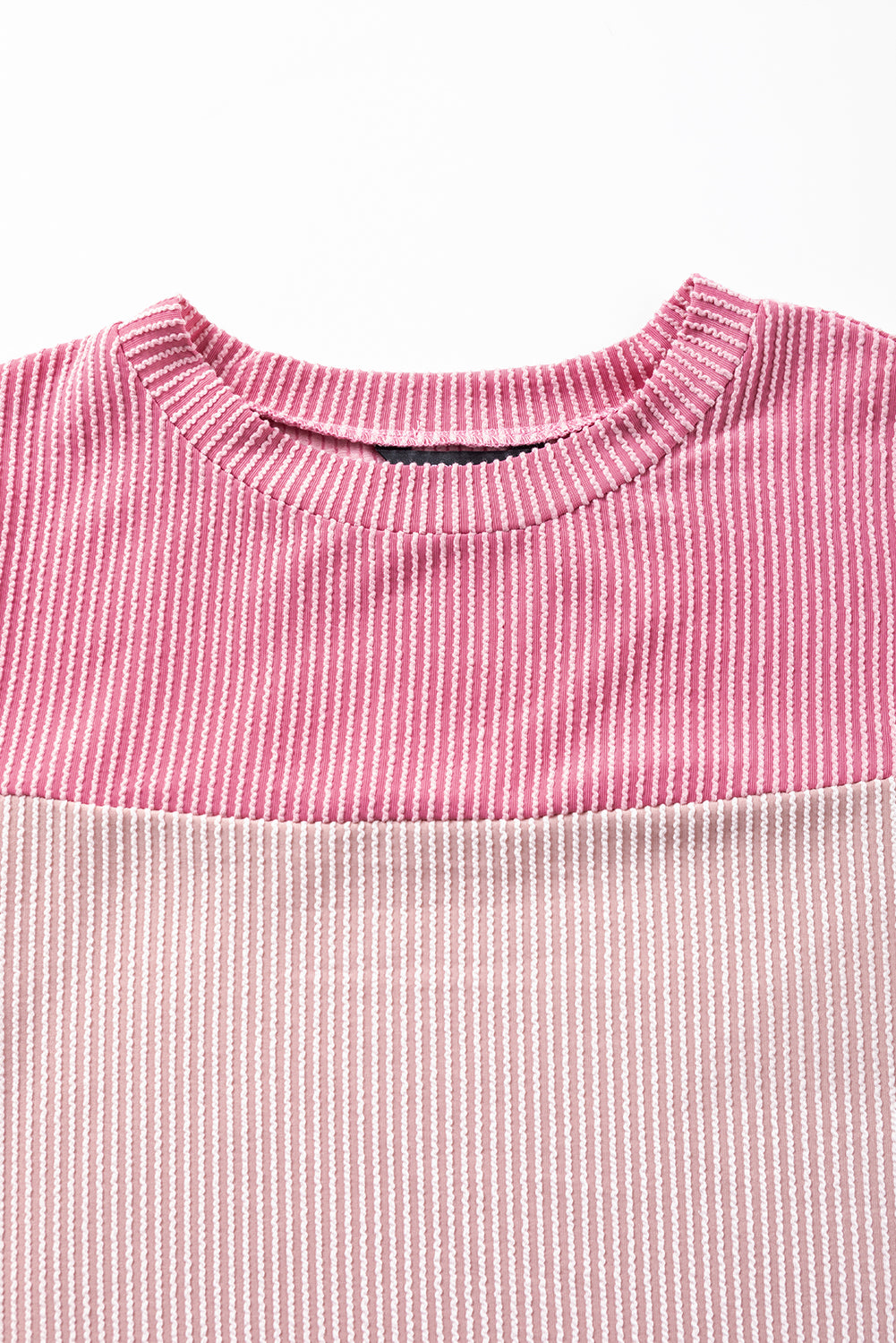 Honeybee Mumford's Pink Rib Textured Colorblock T Shirt