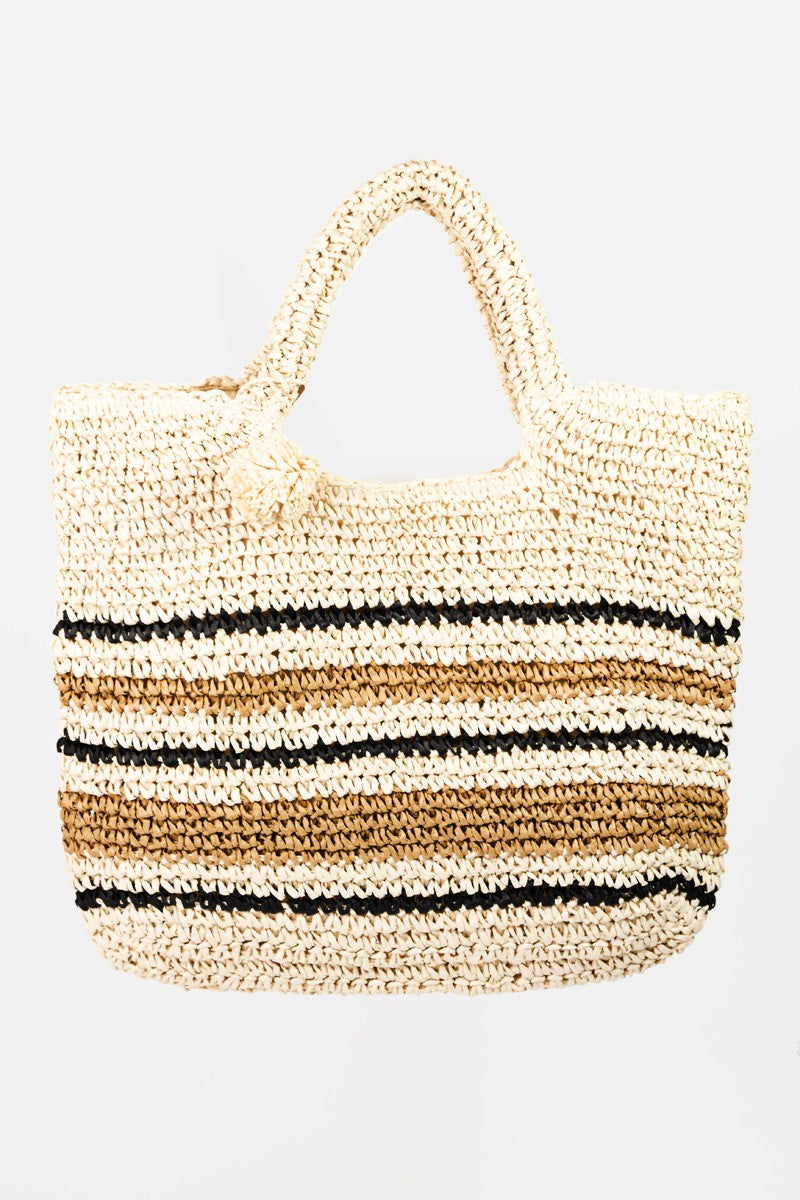 Honeybee Mumford's Striped Straw Braided Tote Bag