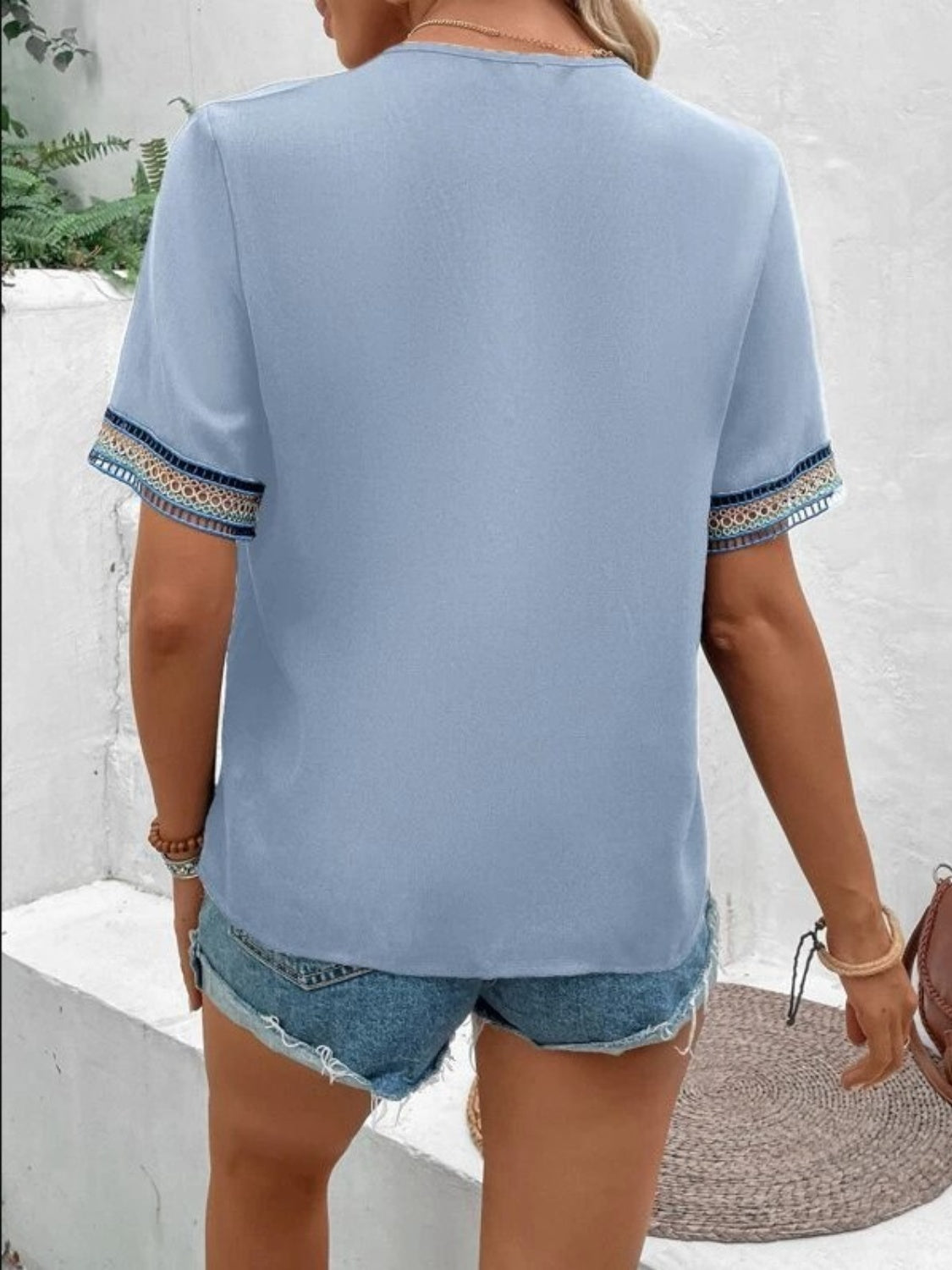 Honeybee Mumford's V-Neck Short Sleeve Blouse