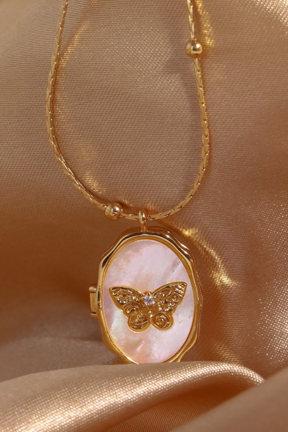 Honeybee Mumford's Butterfly Shell Pendant Necklace