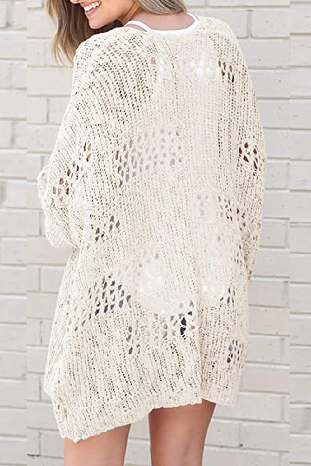 Honeybee Mumford's Openwork Open Front Long Sleeve Cardigan