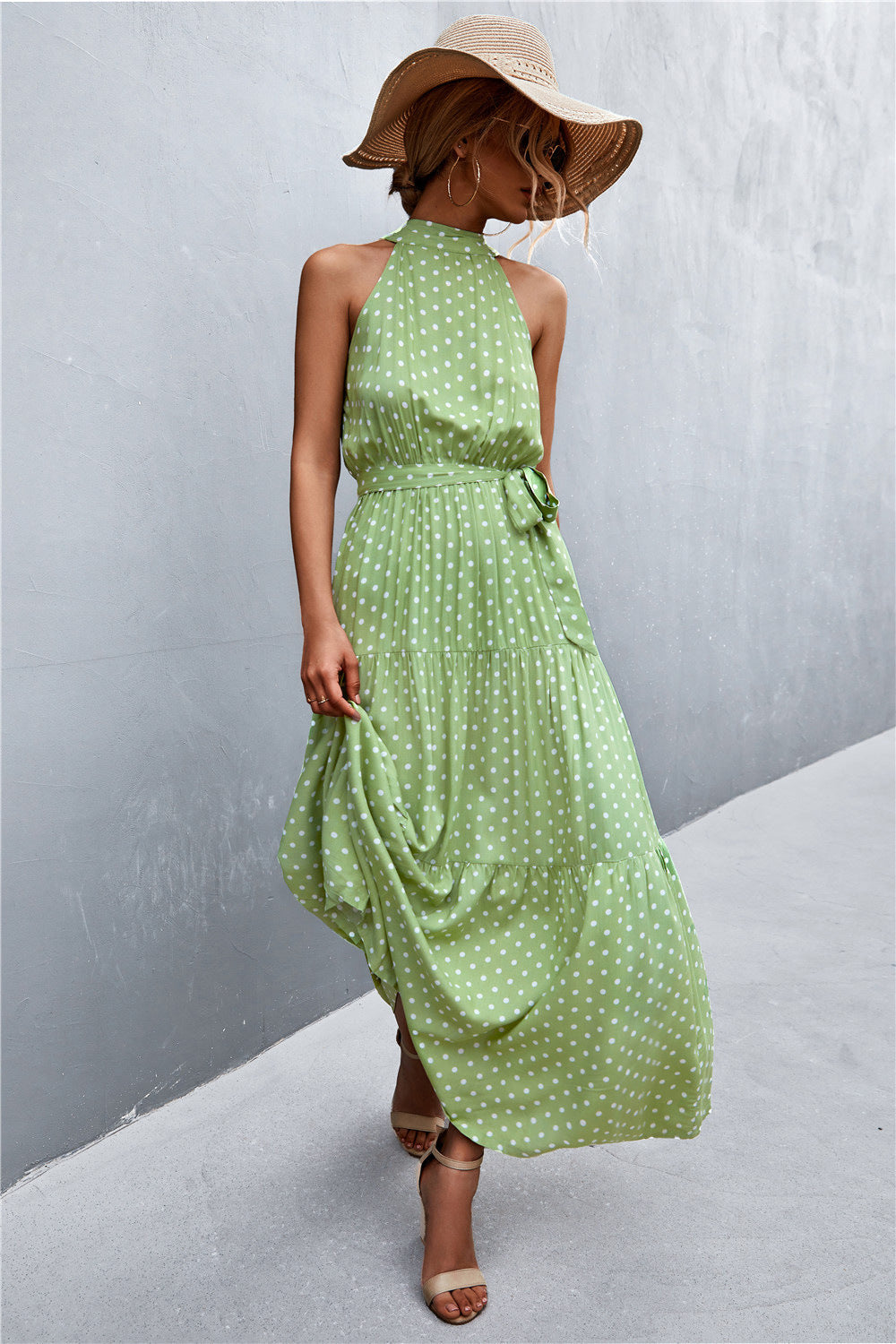 Honeybee Mumford's Printed Sleeveless Tie Waist Maxi Dress