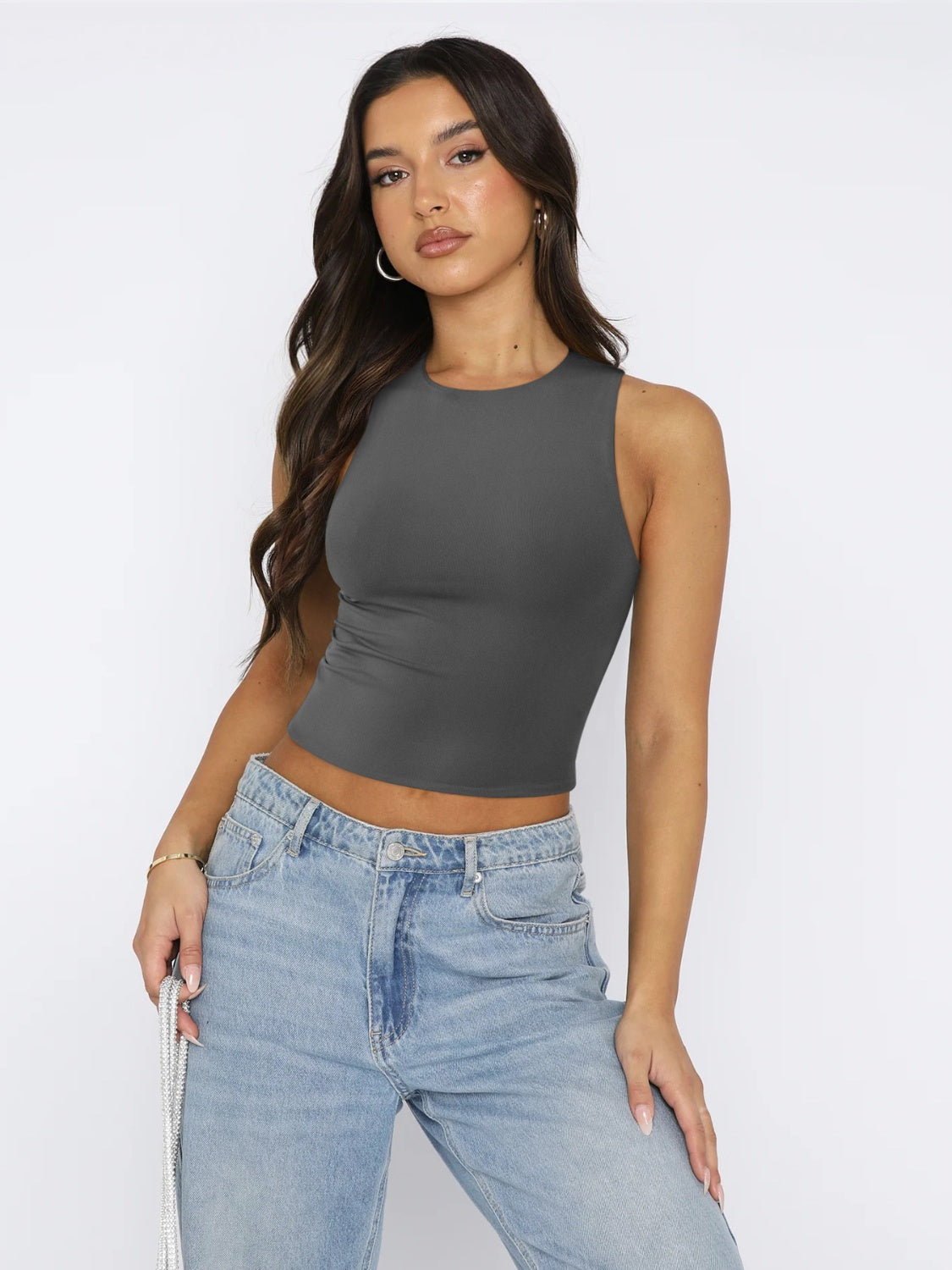 Honeybee Mumford's Round Neck Cropped Tank