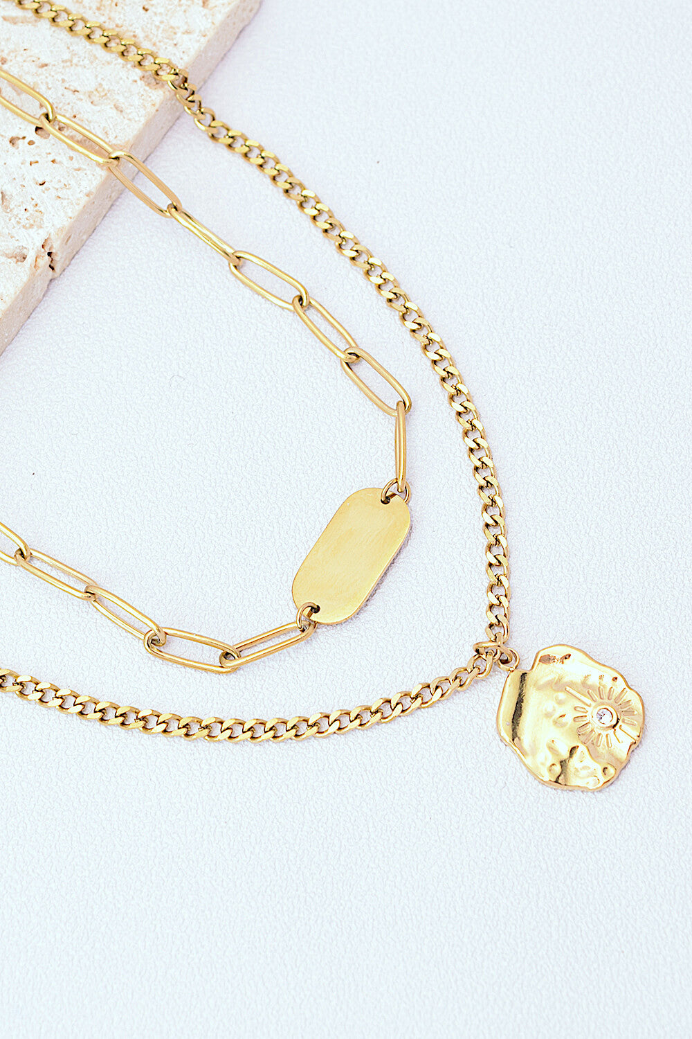 Honeybee Mumford's Gold-Plated Double-Layered Pendant Necklace