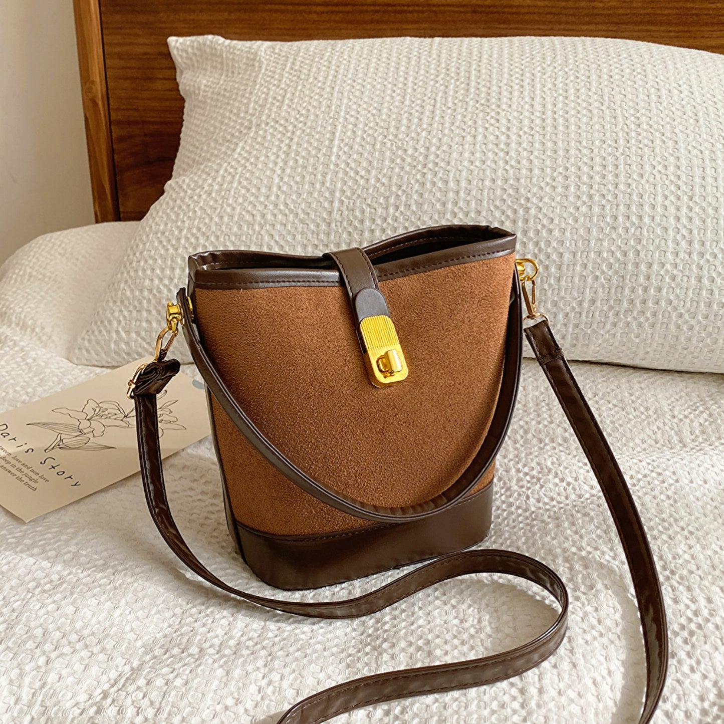 Honeybee Mumford's Leather Bucket Crossbody Bag