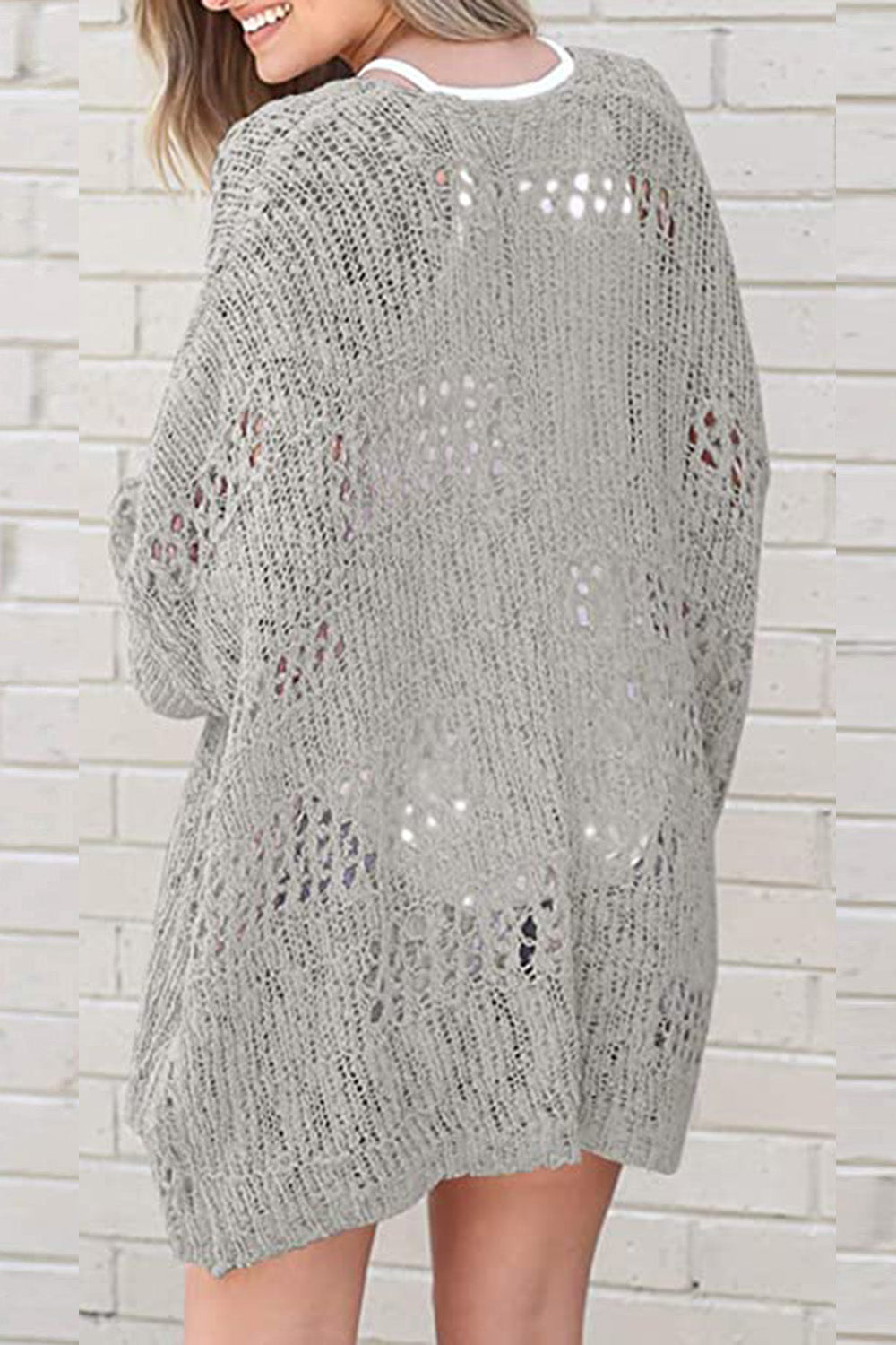 Honeybee Mumford's Openwork Open Front Long Sleeve Cardigan