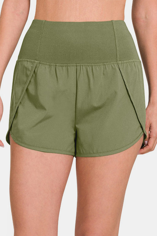 Honeybee Mumford's High-Waisted Zippered Back Pocket Active Shorts