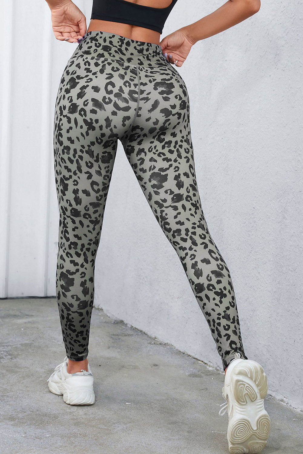 Honeybee Mumford's Leopard Print Wide Waistband Leggings