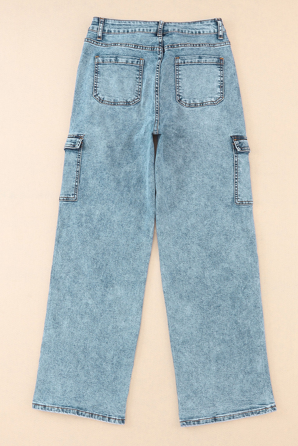 Honeybee Mumford's Sky Blue Cool Cargo Style Wide Leg Jeans