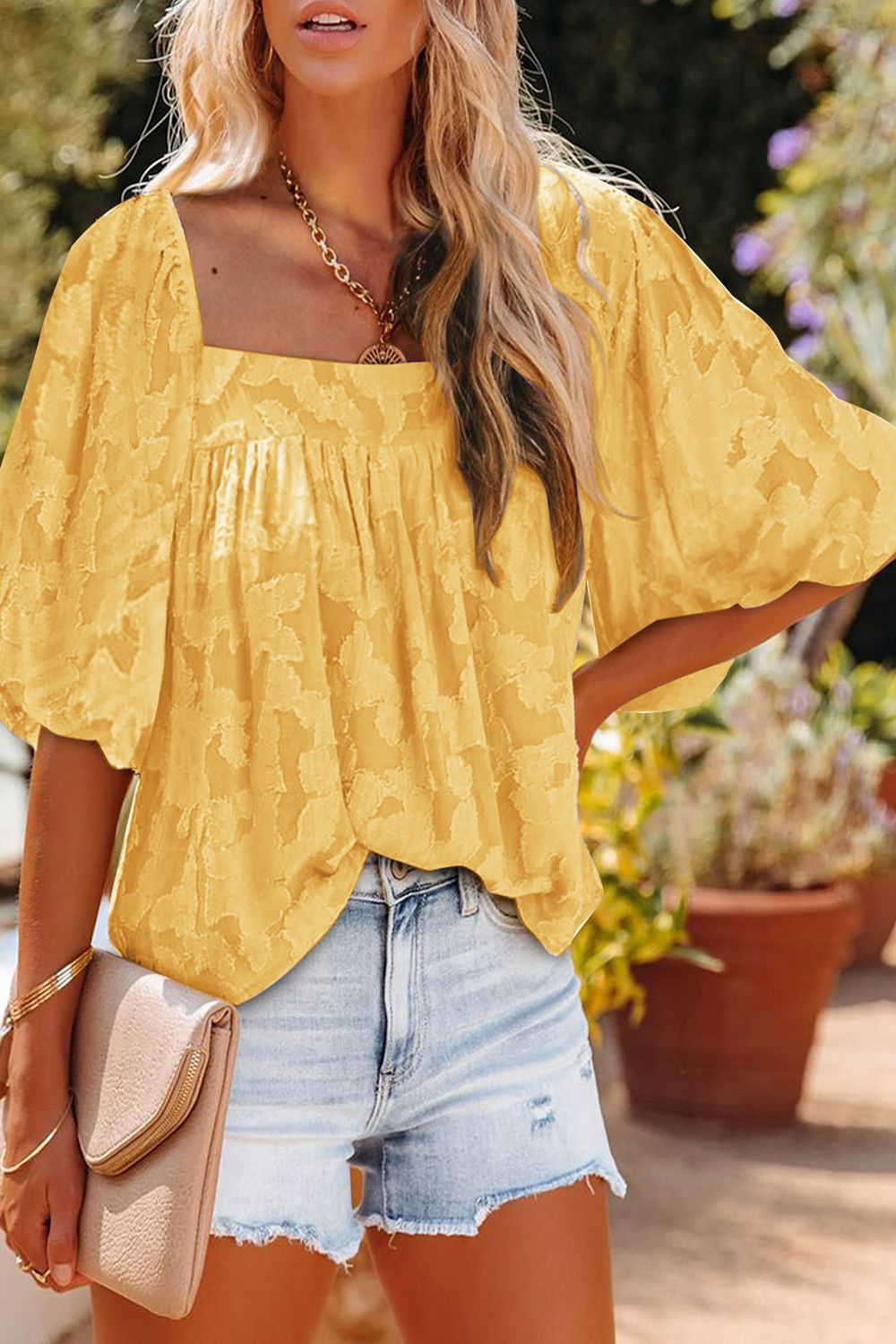 Honeybee Mumford's Square Neck Puff Sleeve Blouse